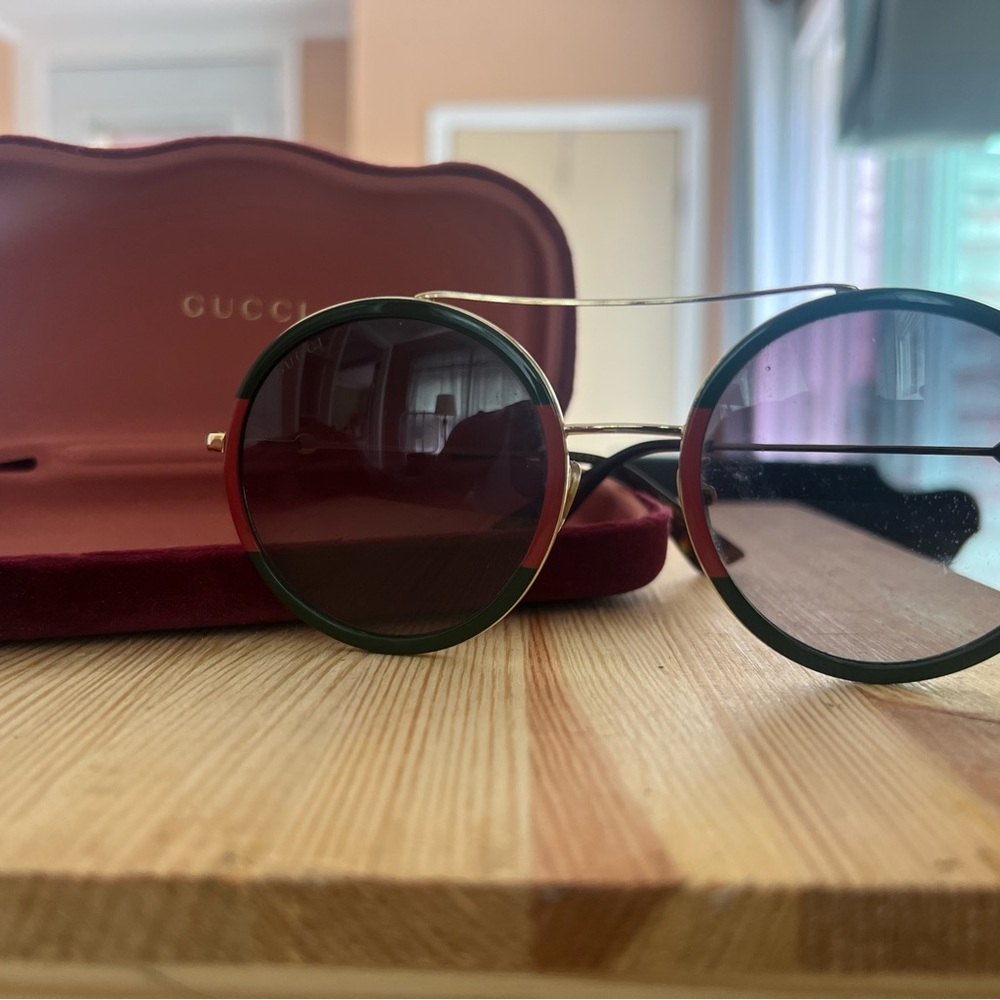 Gucci Women's Sunglasses - Green and Gold- GUCCI GG0061S